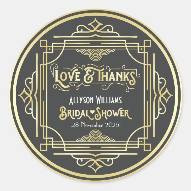 Adesivo Favor das Cinzas Douradas Elegantes do Chá de pane (Frente)