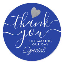 Favor de agradecimento azul e branco Coração de Pr