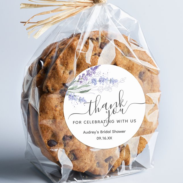 Adesivo Favor de Agradecimento com Aguarela de Lavanda (Lavender Watercolor Thank You Favor Classic Round Sticker)