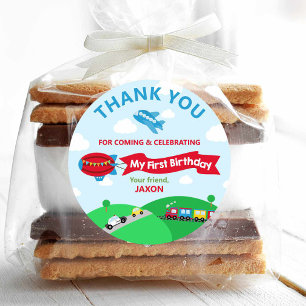 Adesivo Favor de agradecimento de 1º aniversário Trens de