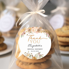 Adesivo Favor de Agradecimento de Abóbora Floral de Outono