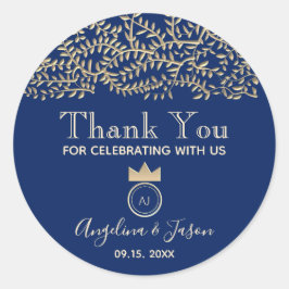 Adesivo Favor de agradecimento de casamento azul elegante