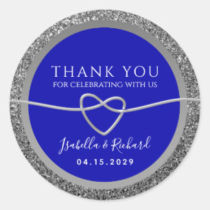 Adesivo Favor de Agradecimento de Casamento Azul Real