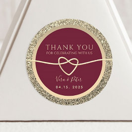 Adesivo Favor de Agradecimento de Casamento Borgonha