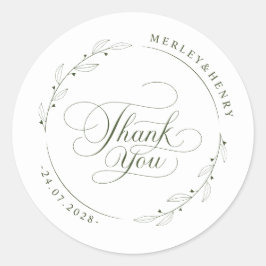 Adesivo Favor de Agradecimento de Casamento com Folhagem M
