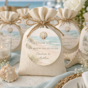 Adesivo Favor de agradecimento de casamento na praia coste