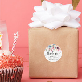 Adesivo Favor de Agradecimento de Flor de Aquarela