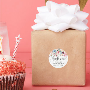 Adesivo Favor de Agradecimento de Flores em Aquarela