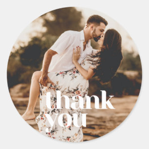 Adesivo Favor de agradecimento de foto de casamento modern