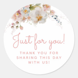 Adesivo Favor de Agradecimento Floral Rosa Aquarela