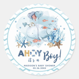Adesivo Favor de agradecimento para baby shower de Baleia