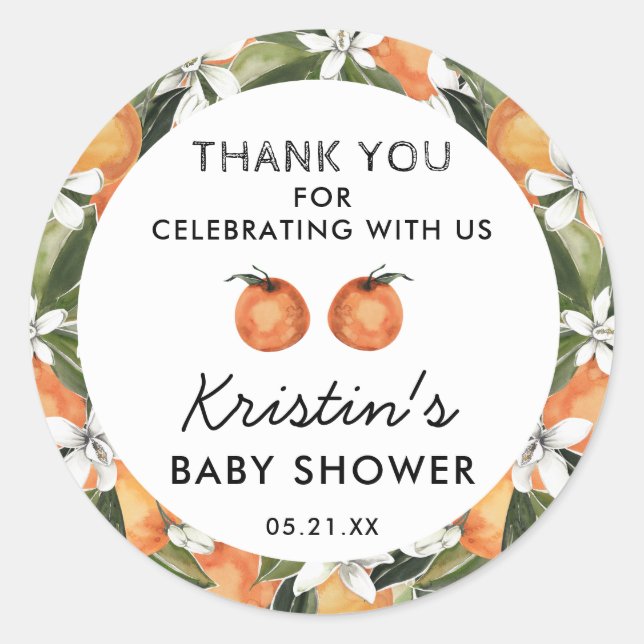 Adesivo Favor de agradecimento para chá de bebê dos gêmeos (Frente)