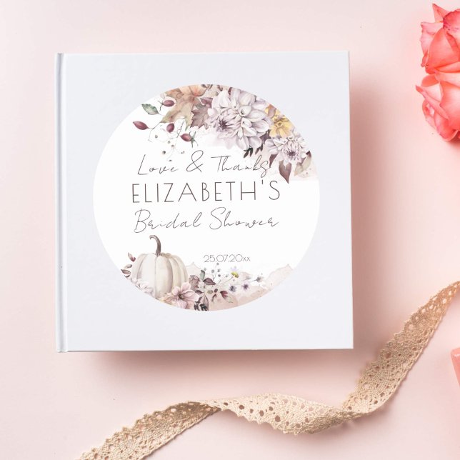 Adesivo Favor de agradecimento para chá de panela de outon (Fall bridal shower favor gift stickers pumpkin autumn foliage thank you stickers)