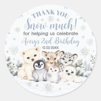 Adesivo Favor de Aniversário Animais Árticos Terra de Inve