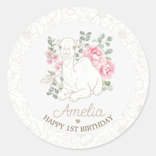 Adesivo Favor de Aniversário de 1 Ano Boho Deserto Neutro