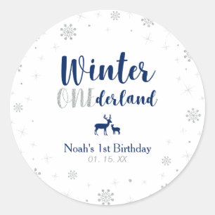 Adesivo Favor de Aniversário de 1 Ano Navy Winter Onderlan