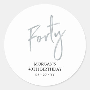 Adesivo Favor de Aniversário de 40 anos Prata Obrigado