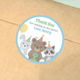 Adesivo Favor de Aniversário de Animais da Floresta