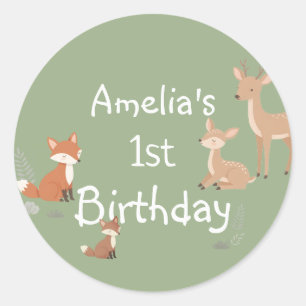 Adesivo Favor de Aniversário de Animal da Floresta