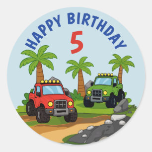 Adesivo Favor de Aniversário de Caminhão Monstro Off-Road