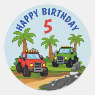 Adesivo Favor de Aniversário de Caminhão Monstro Off-Road