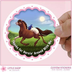 Adesivo Favor de Aniversário de Cavalo Appaloosa Agradecim