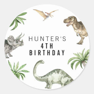 Adesivo Favor de Aniversário de Dinossauro Jurássico em Aq