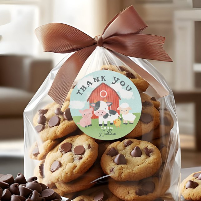 Adesivo Favor de Aniversário de Fazenda de Animais Fofinho (Criador carregado)