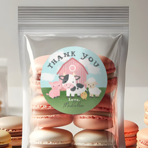 Adesivo Favor de Aniversário de Fazenda Rosa para Meninas