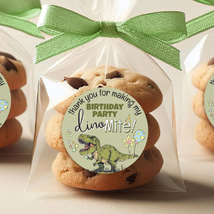 Adesivo Favor de Aniversário de Menino com Dinossauro T-Re