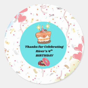 Adesivo Favor de Aniversário de Quatro Anos Personalizado