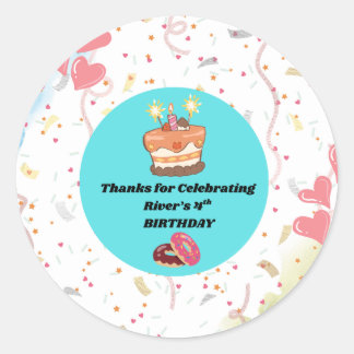 Adesivo Favor de Aniversário de Quatro Anos Personalizado