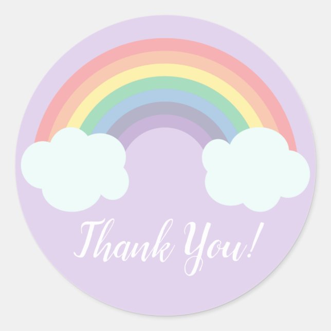 Adesivo Favor de Aniversário do Arco-Íris Mágico (Frente)