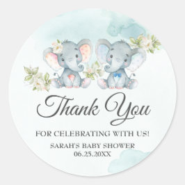 Adesivo Favor de Aniversário do Chá de fraldas Elefante Tw