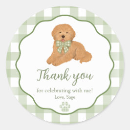 Adesivo Favor de Aniversário do Goldendoodle Obrigado