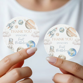 Adesivo Favor de Aniversário Espacial Obrigado Foguete da 