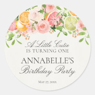 Adesivo Favor de Aniversário Pequeno e Fofo com Floral de