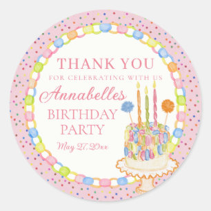 Adesivo Favor de Aniversário Rosa Toque de Confetes