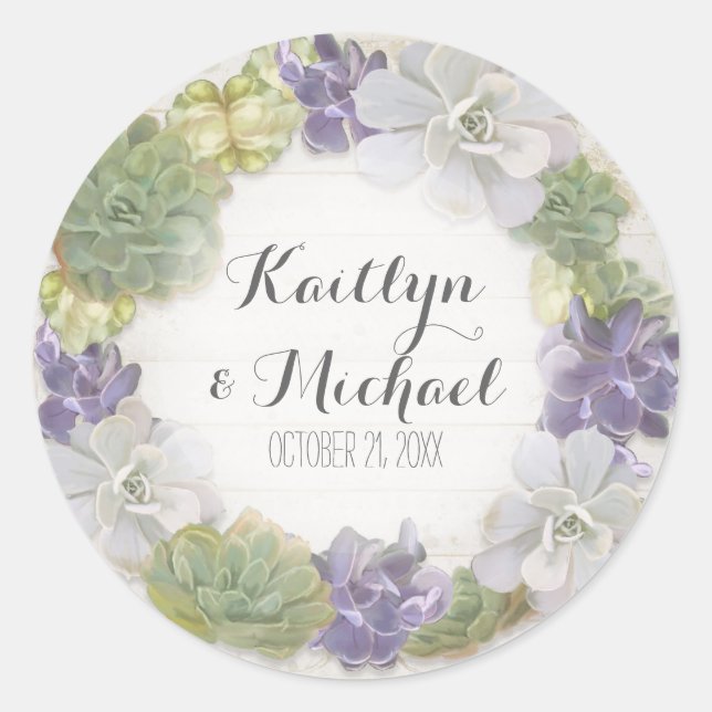 Adesivo Favor de Bag Stickers Succulent Wooden Western (Frente)