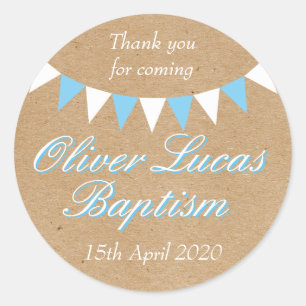 Adesivo Favor de Batismo Azul Baby Bunting