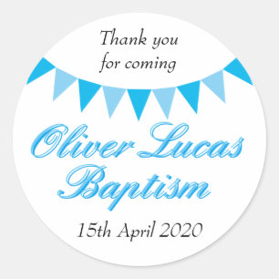 Adesivo Favor de Batismo Azul Baby Bunting