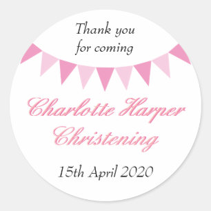 Adesivo Favor de Batismo Rosa Baby Bunting