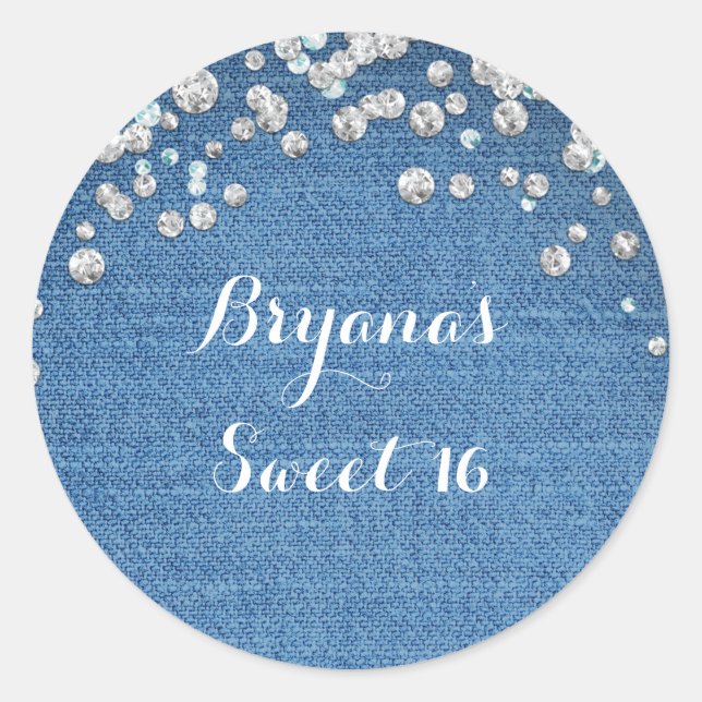 Adesivo Favor de Brilho Espalhado Glam Denim & Diamantes (Frente)