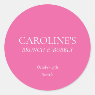 Adesivo Favor de Brunch e Espumante Rosa para Chá de Noiva