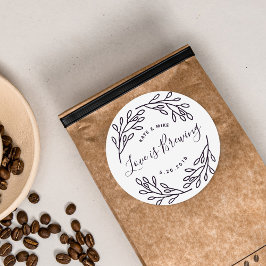 Adesivo Favor de Café de Casamento Botanical Love is Brewi