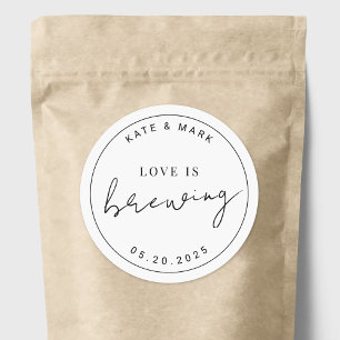 Adesivo Favor de Café de Casamento Minimalista O Amor Está