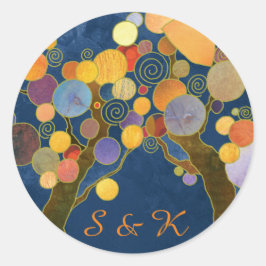 Adesivo Favor de Casamento Azul de Árvores Únicas