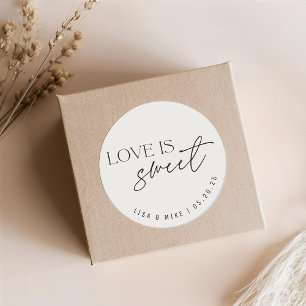 Adesivo Favor de casamento Beige Love is Sweet