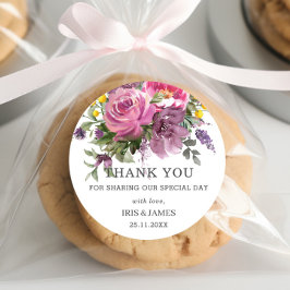Adesivo Favor de casamento Boho floral amarelo roxo Magent