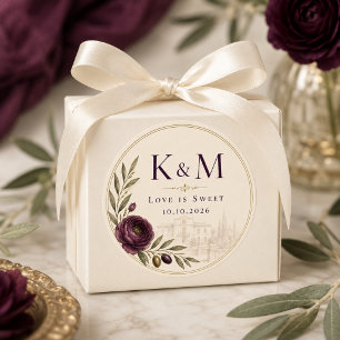 Adesivo Favor de casamento botânico Elegant Plum & Olive